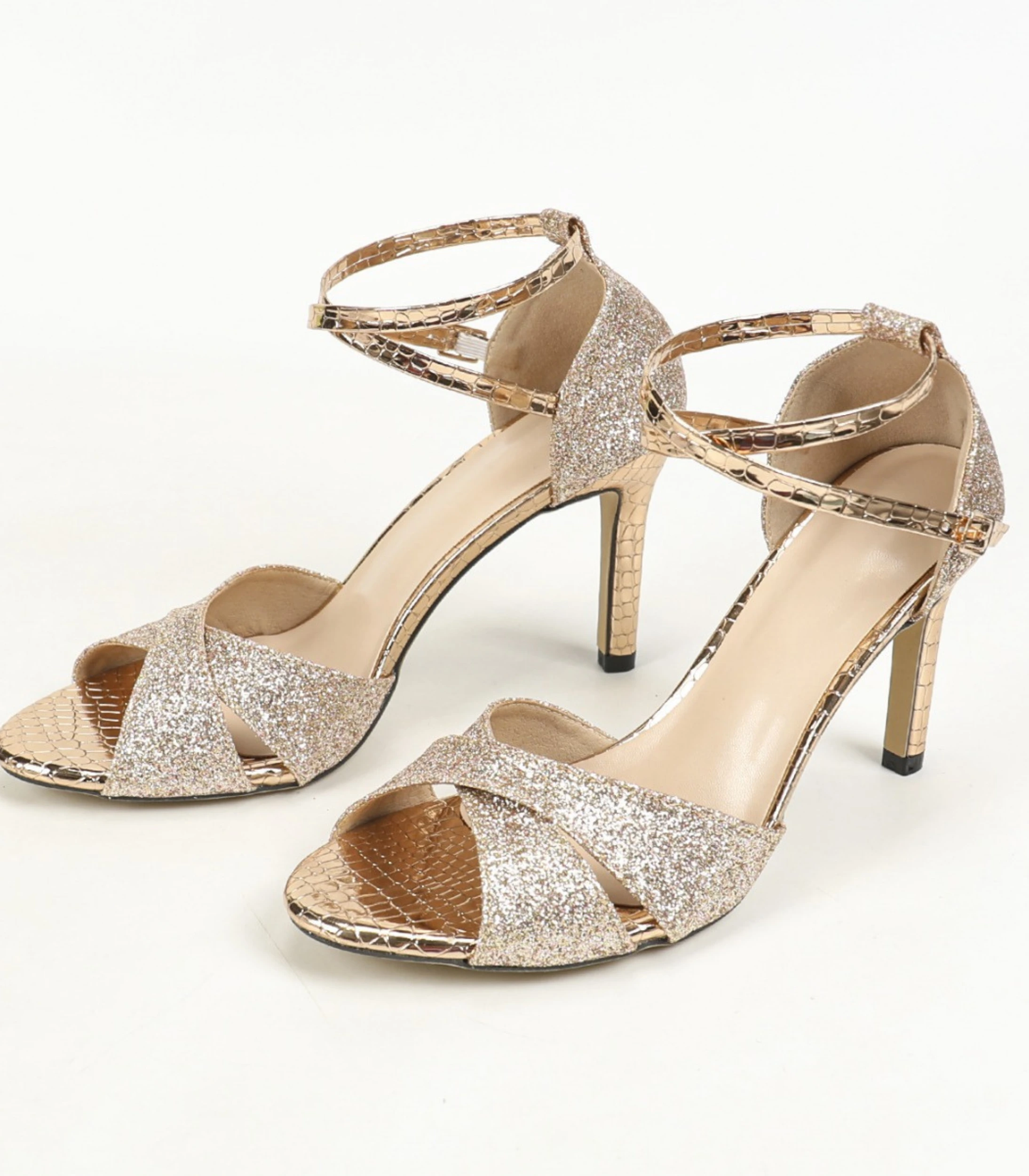1 (1) Rose Gold Glitter and Metallic Stiletto Heels - Image 3