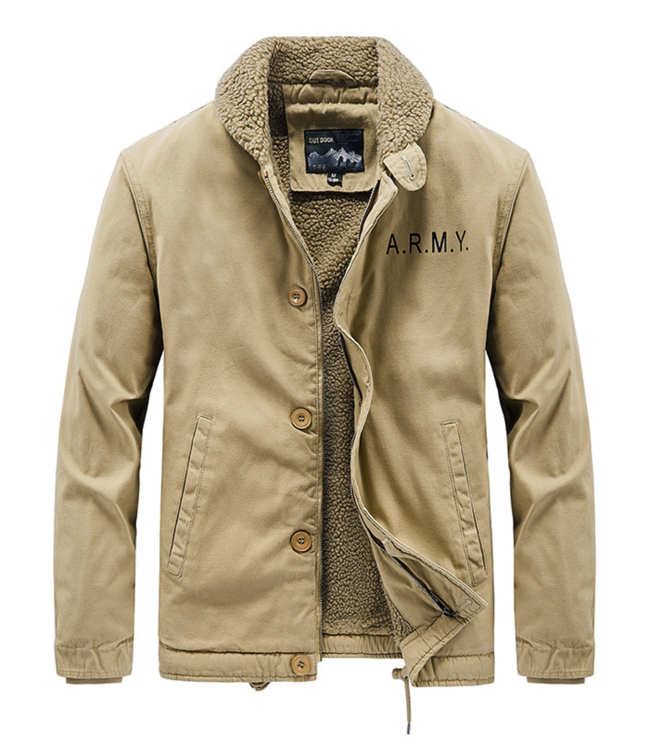 2 (5) Men's Sherpa-Lined Military Style Winter Jacket - Image 2