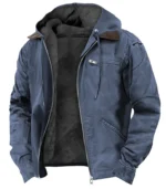 Men’s Rugged Canvas Sherpa-Lined Hooded Work Jacket - Weathered Tobacco - Image 4