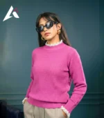 Dreamy Doll Ribbed Winter Top with Scalloped Lace Cuffs - Image 2