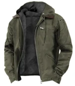 Men’s Rugged Canvas Sherpa-Lined Hooded Work Jacket - Weathered Tobacco - Image 6
