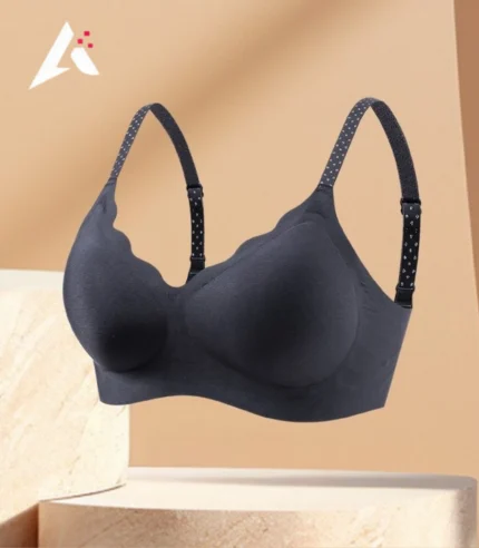 Jelly Seamless Bra with Soft Support, Fixed Cup, Lifting and Support, Polka Dot Straps