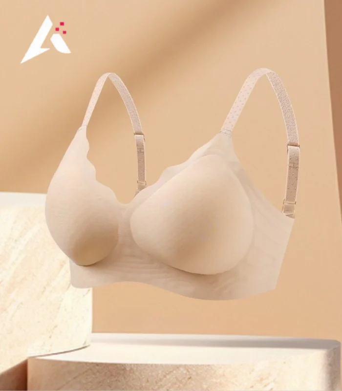 Jelly Seamless Bra with Soft Support, Fixed Cup, Lifting and Support, Polka Dot Straps - Image 3