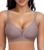 Seamless Ultra-Comfort Plunge Bra – Wireless V-Neck Daily Bralette with Mesh Inset - Image 2