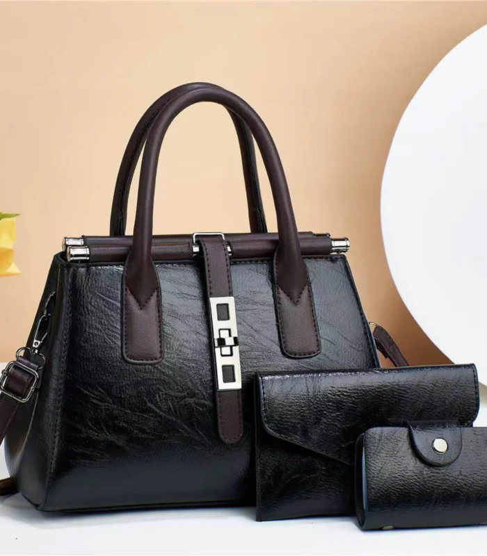 Luxury 3-Piece Women’s Faux Leather Handbag Set – Elegant Tote, Clutch & Card Holder - Image 1